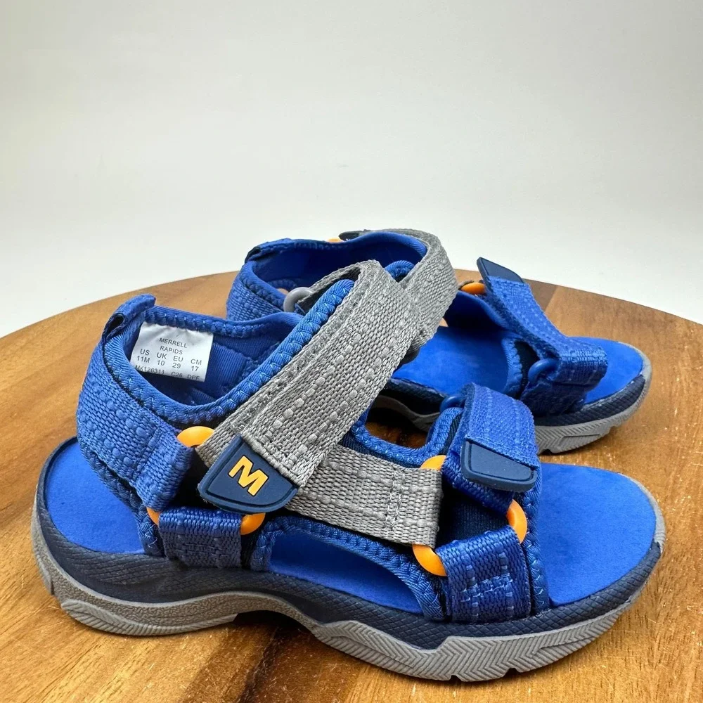 New NWOB Little Kids Merrell Hydro Rapids Hiker Blue Sandals Shoes Size 11 C
